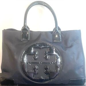 Tory Burch Large Ella Patent Black Tote. Retails $550